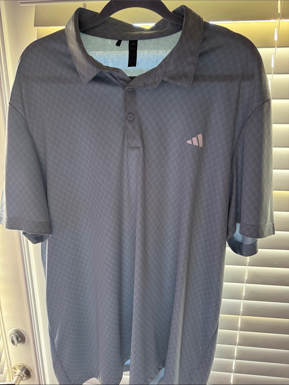 adidas Men's Light Gray Performance Polo with Subtle Diamond Texture